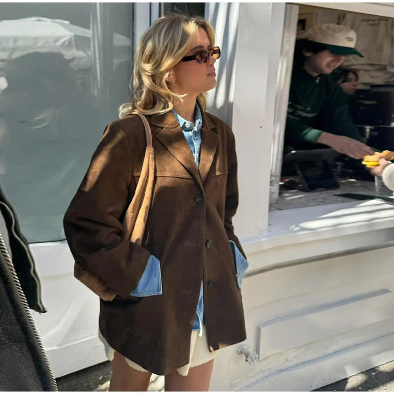 Marcellé™ | Damska retro marynarka z klapą i kieszenią