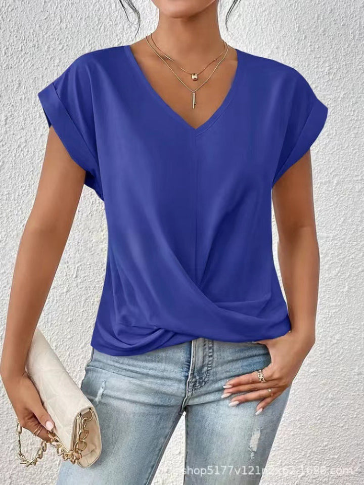 Serena™ – letni t-shirt z dekoltem w serek i luźnym krojem