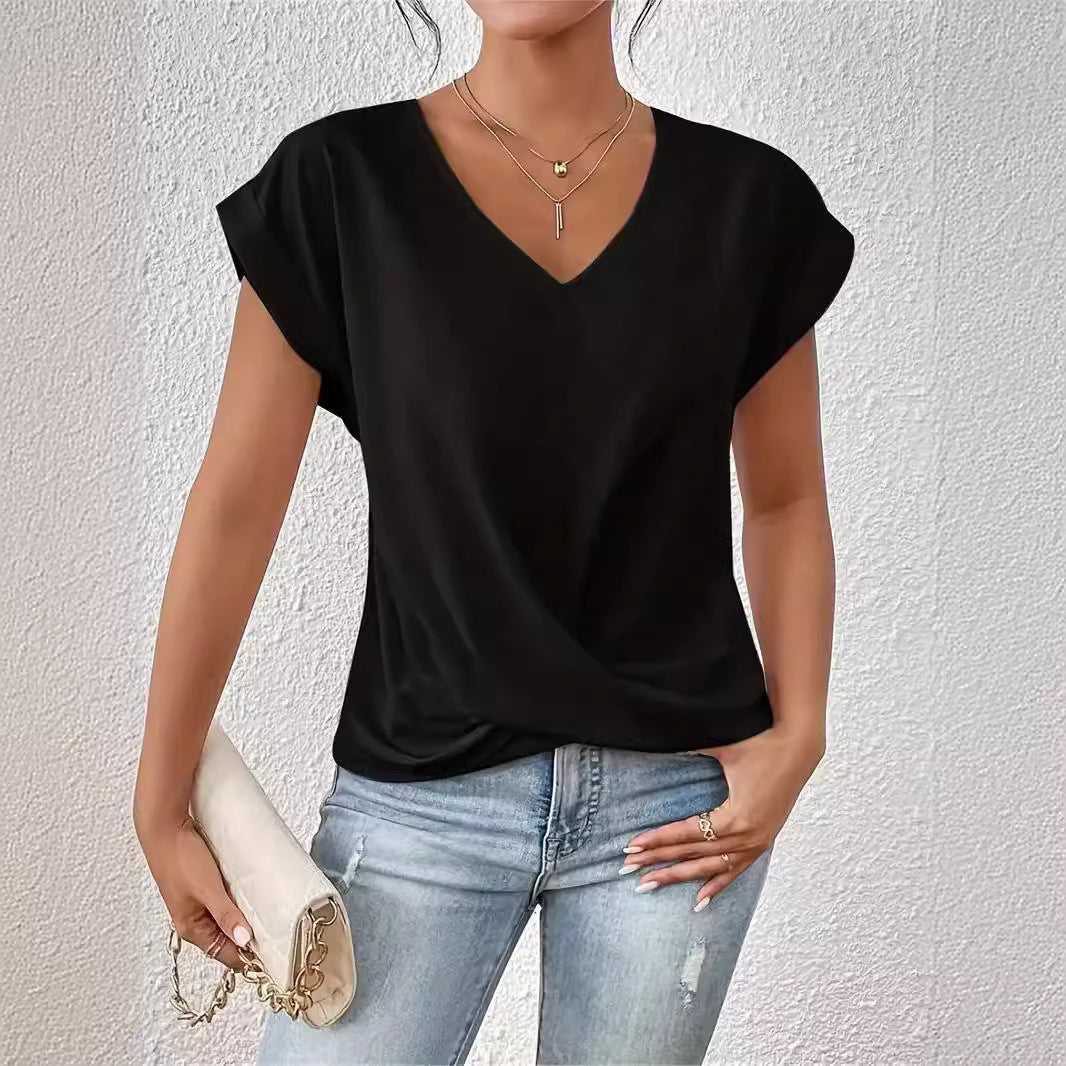 Serena™ – letni t-shirt z dekoltem w serek i luźnym krojem