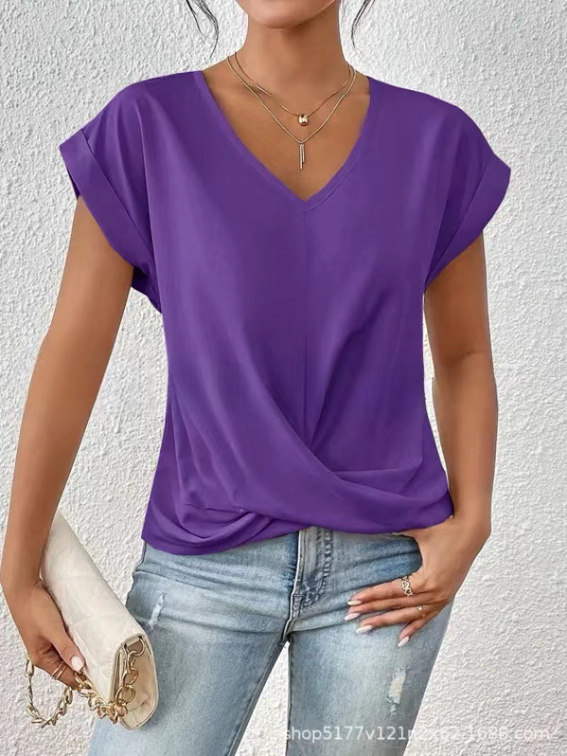 Serena™ – letni t-shirt z dekoltem w serek i luźnym krojem