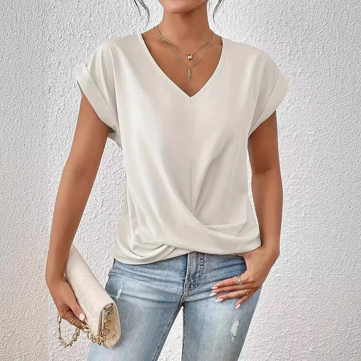 Serena™ – letni t-shirt z dekoltem w serek i luźnym krojem