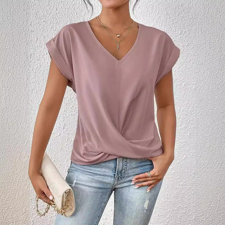 Serena™ – letni t-shirt z dekoltem w serek i luźnym krojem