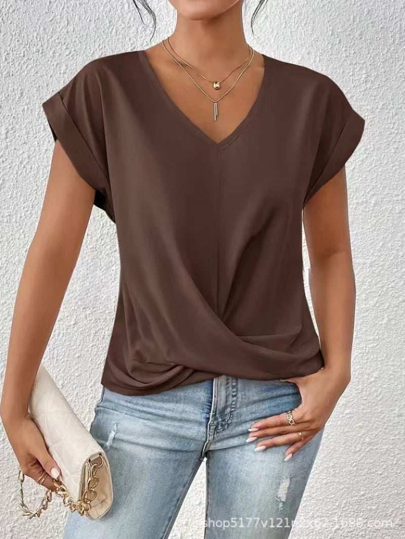 Serena™ – letni t-shirt z dekoltem w serek i luźnym krojem