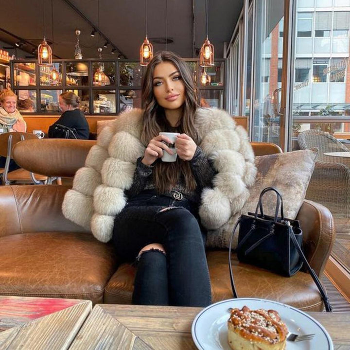 Fiorenze™ | Damski puszysty płaszcz z lisiej futra