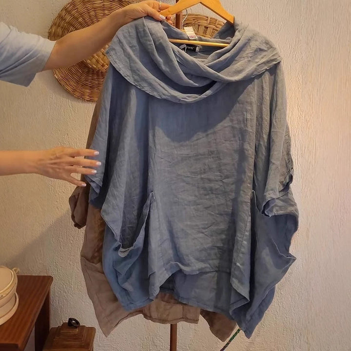 Amara™ – Draped Neck Linen Top
