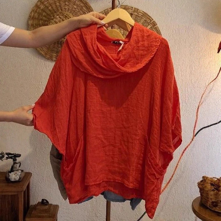Amara™ – Draped Neck Linen Top