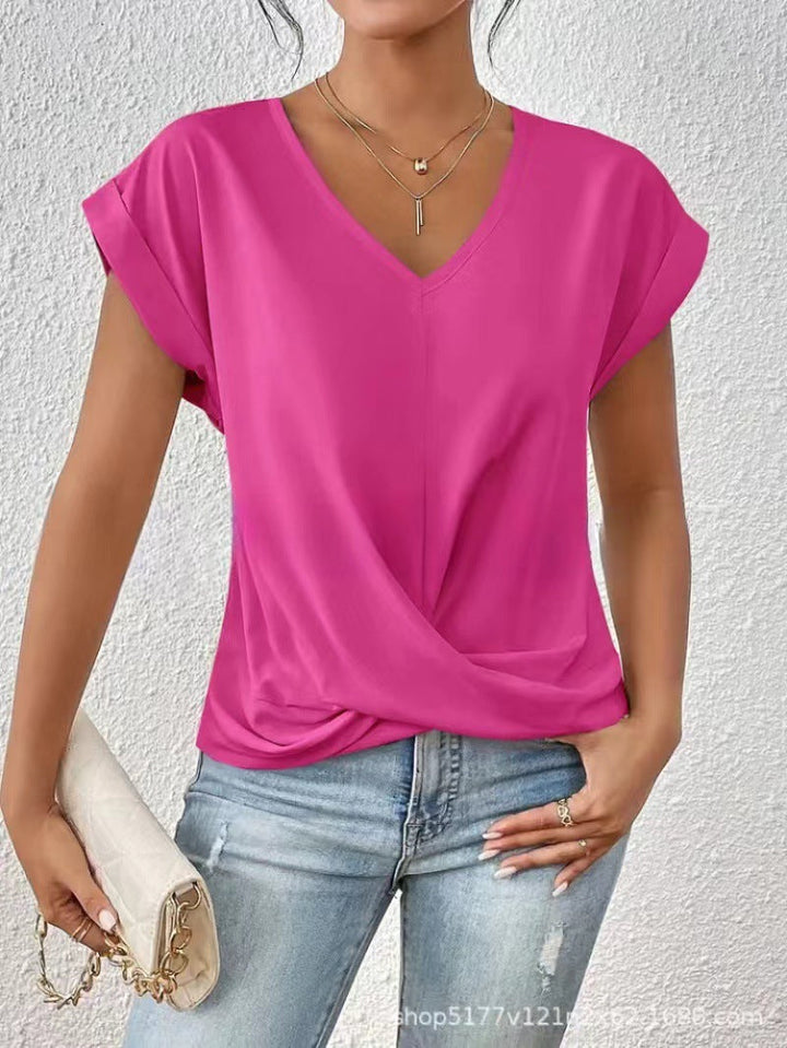 Serena™ – letni t-shirt z dekoltem w serek i luźnym krojem