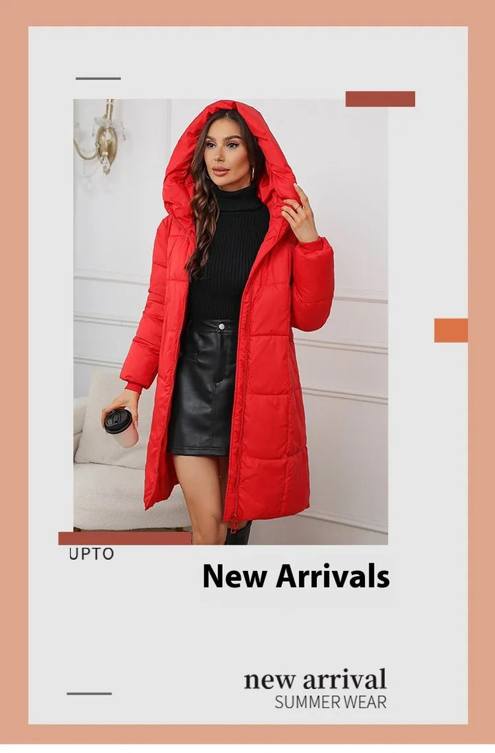 Delyssa™ – Damski płaszcz zimowy plus z kapturem