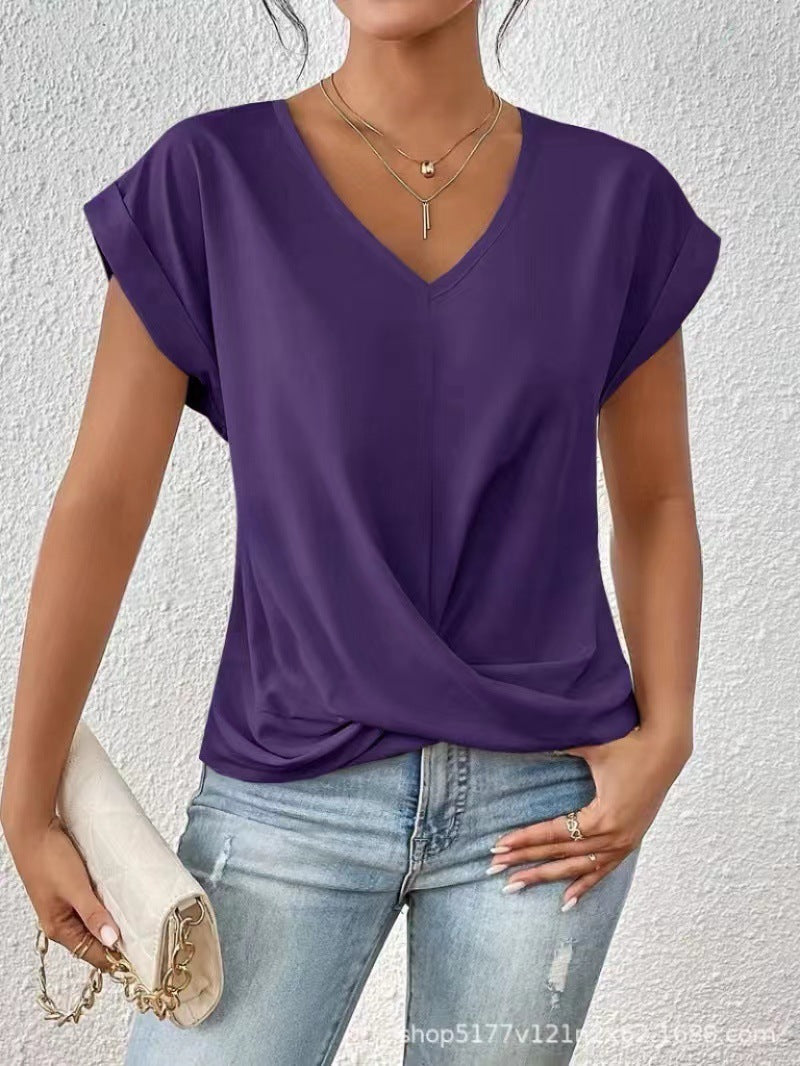 Serena™ – letni t-shirt z dekoltem w serek i luźnym krojem
