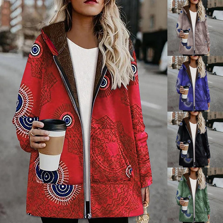 Red patterned jacket worn by a person holding a coffee cup, with additional images of the jacket in different colors.
women’s fleece jacket, hooded fleece jacket, soft luxe fleece, cozy fleece outerwear, casual women’s hoodie, warm fleece jacket, everyday fleece jacket, lightweight fleece outerwear, comfortable women’s jacket, stylish hooded fleece

