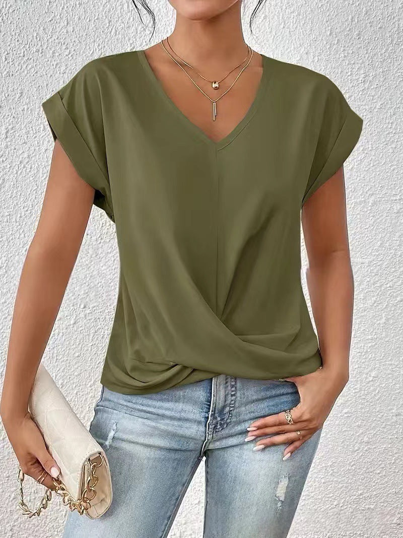 Serena™ – letni t-shirt z dekoltem w serek i luźnym krojem