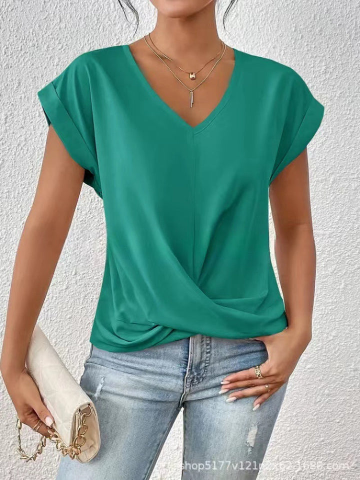 Serena™ – letni t-shirt z dekoltem w serek i luźnym krojem