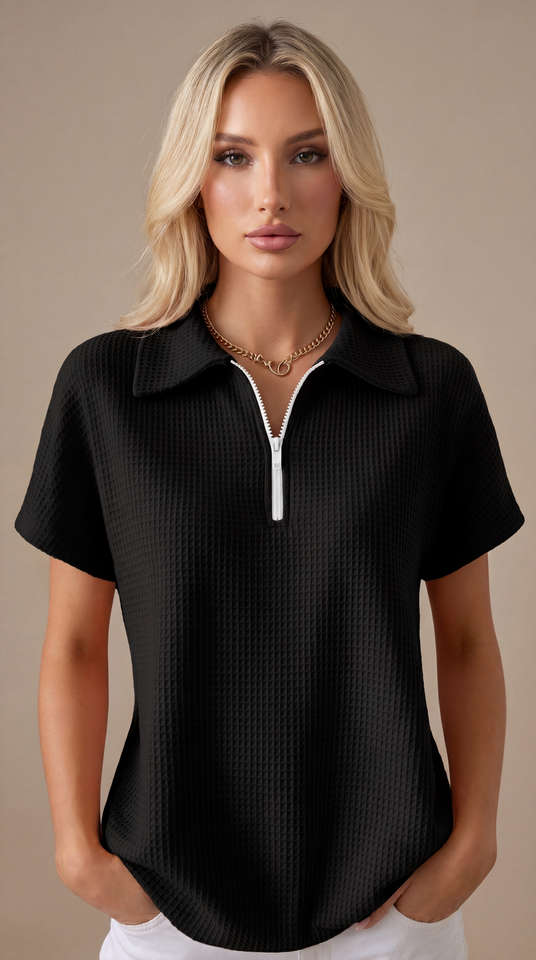 Arvello™ – Men’s Half-Zip Waffle-Knit Pullover Shirt
