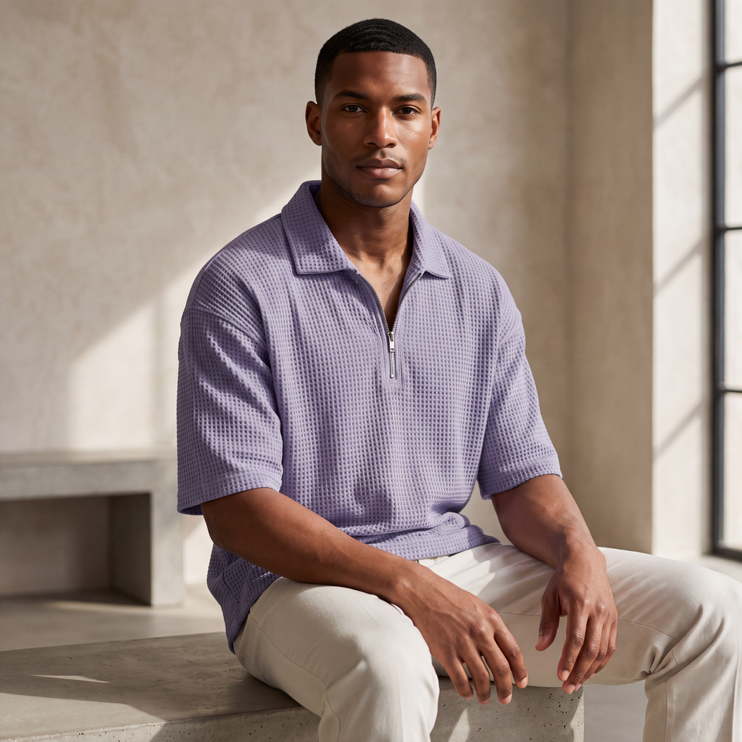 Veyron™ – Men’s Waffle-Weave Short-Sleeve Polo Shirt