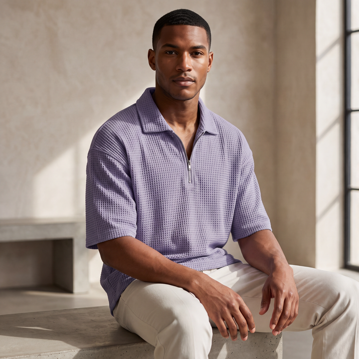 Veyron™ – Men’s Waffle-Weave Short-Sleeve Polo Shirt