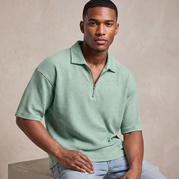 Veyron™ – Men’s Waffle-Weave Short-Sleeve Polo Shirt