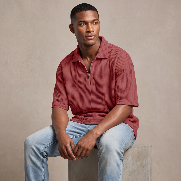 Veyron™ – Men’s Waffle-Weave Short-Sleeve Polo Shirt