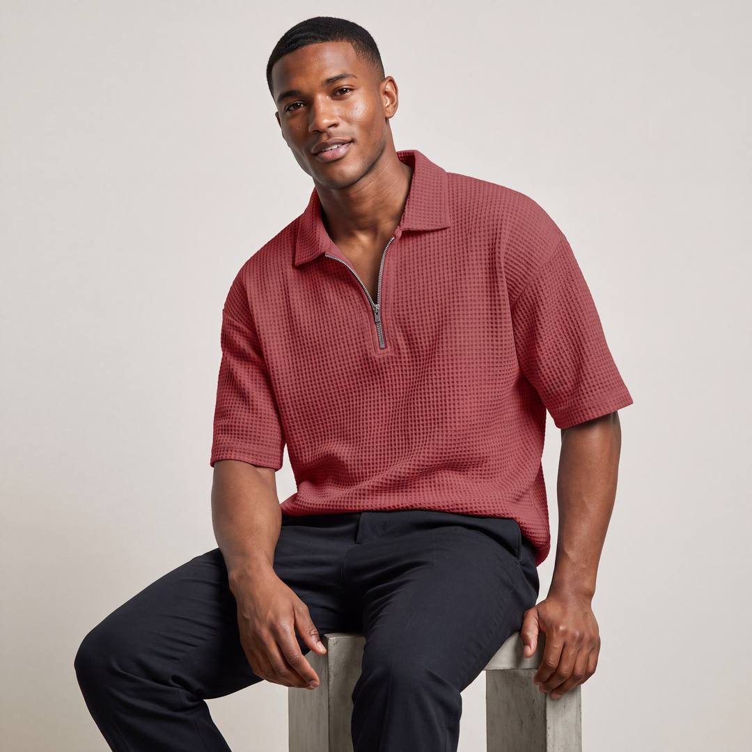 Veyron™ – Men’s Waffle-Weave Short-Sleeve Polo Shirt