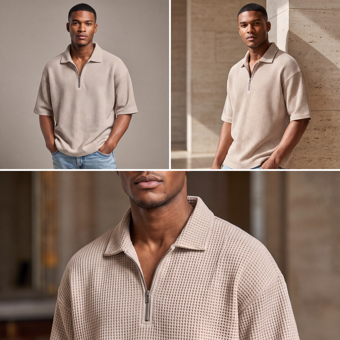 Veyron™ – Men’s Waffle-Weave Short-Sleeve Polo Shirt