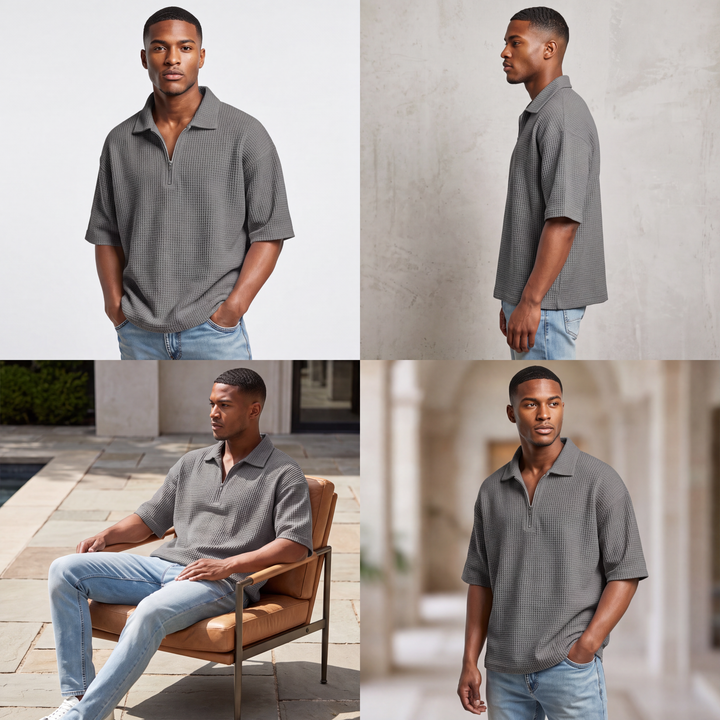 Veyron™ – Men’s Waffle-Weave Short-Sleeve Polo Shirt