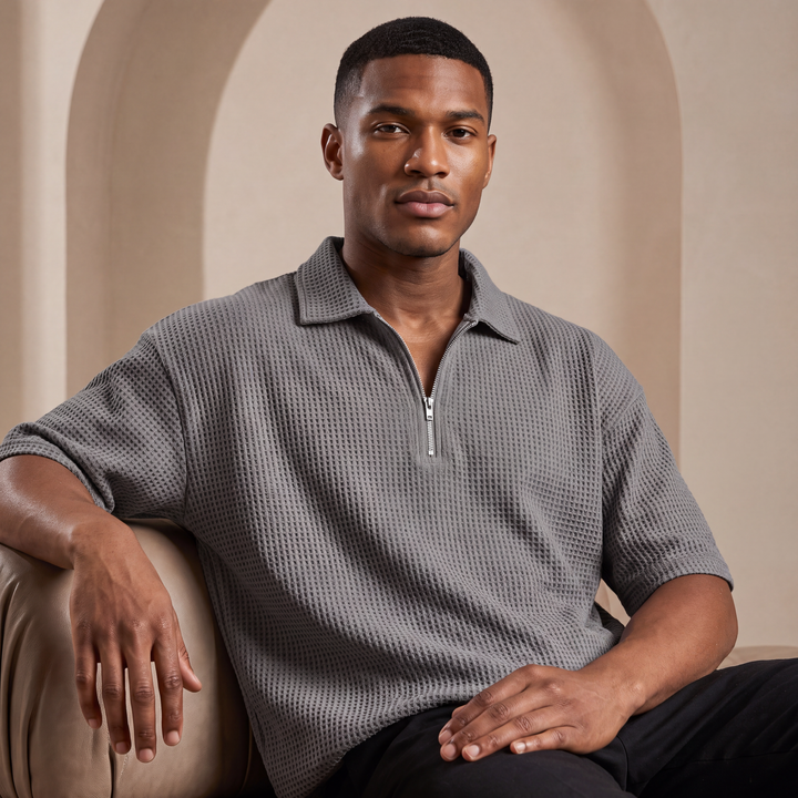 Veyron™ – Men’s Waffle-Weave Short-Sleeve Polo Shirt