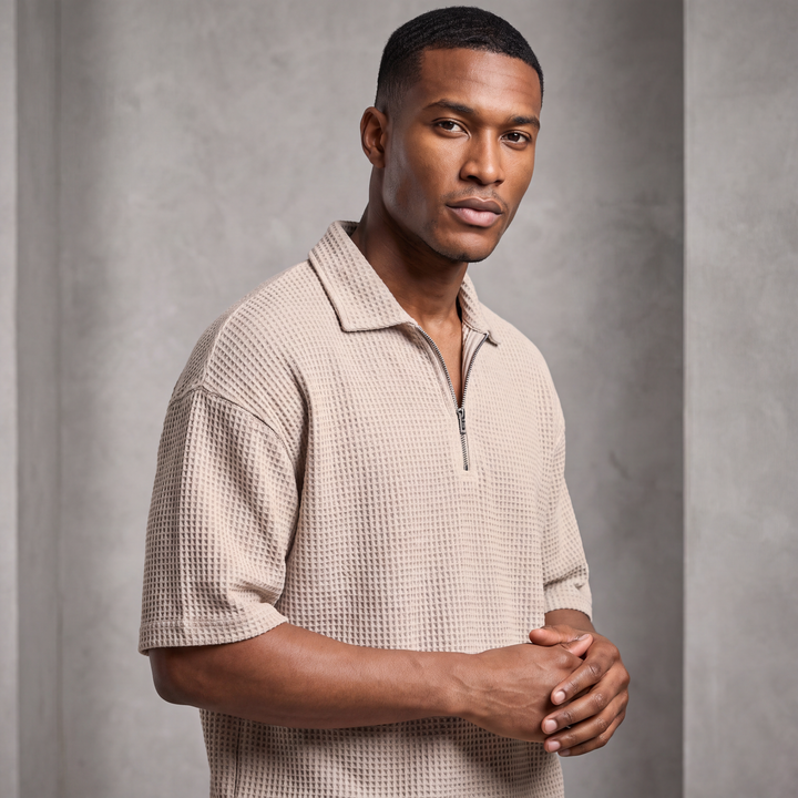 Veyron™ – Men’s Waffle-Weave Short-Sleeve Polo Shirt