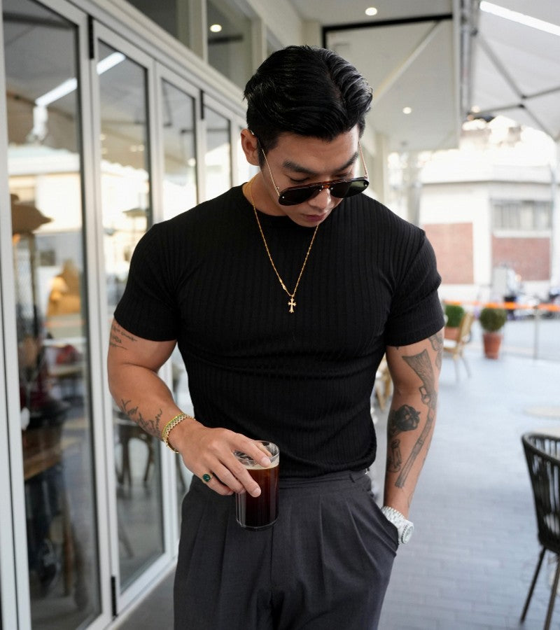 Nero™ – dopasowany t-shirt z okrągłym dekoltem
